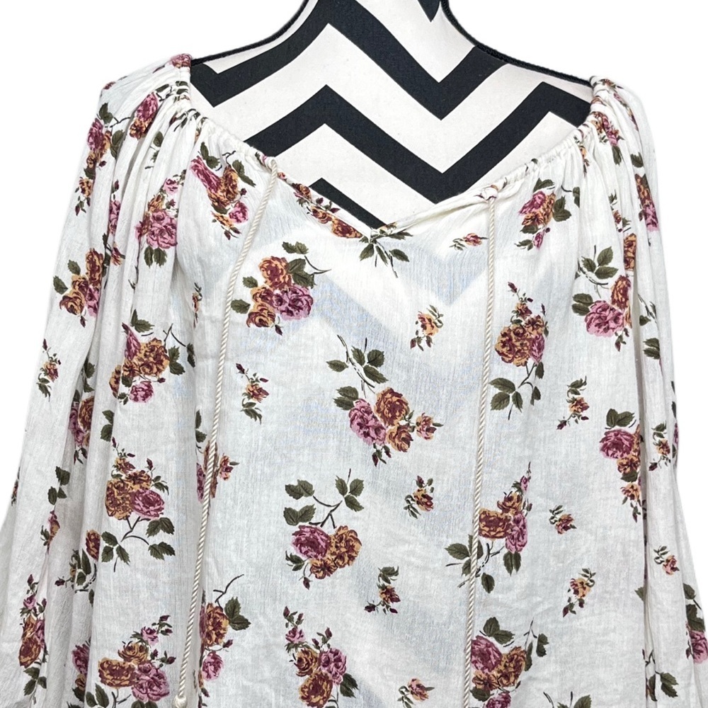 Denim & Supply Ralph Lauren RL Boho Floral Cottagecore Sz M Puff-Sleeve Blouse - Picture 5 of 12